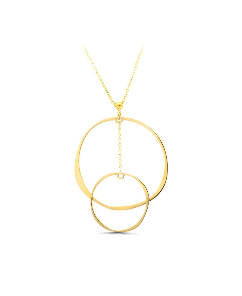 Gargantilla collar de oro amarillo con 2 círculos colgando | Joyería Gimeno | Tu joyería de confianza en Valencia