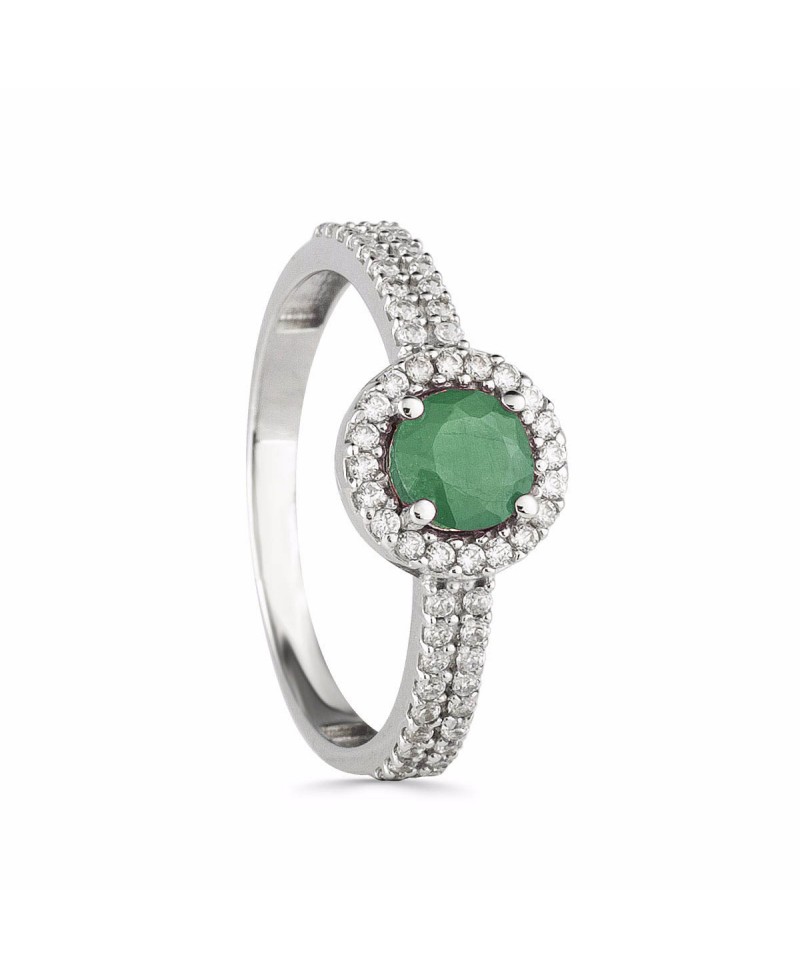 Anillo de esmeralda fina con circonitas | Joyería Gimeno | Tu joyería de confianza en Valencia