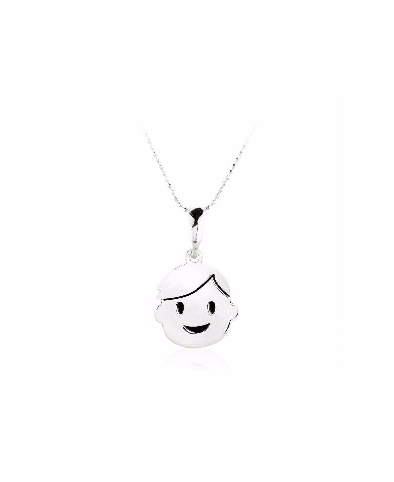 Colgante con cadena en plata, cara niño | Joyería Gimeno | Tu joyería de confianza en Valencia