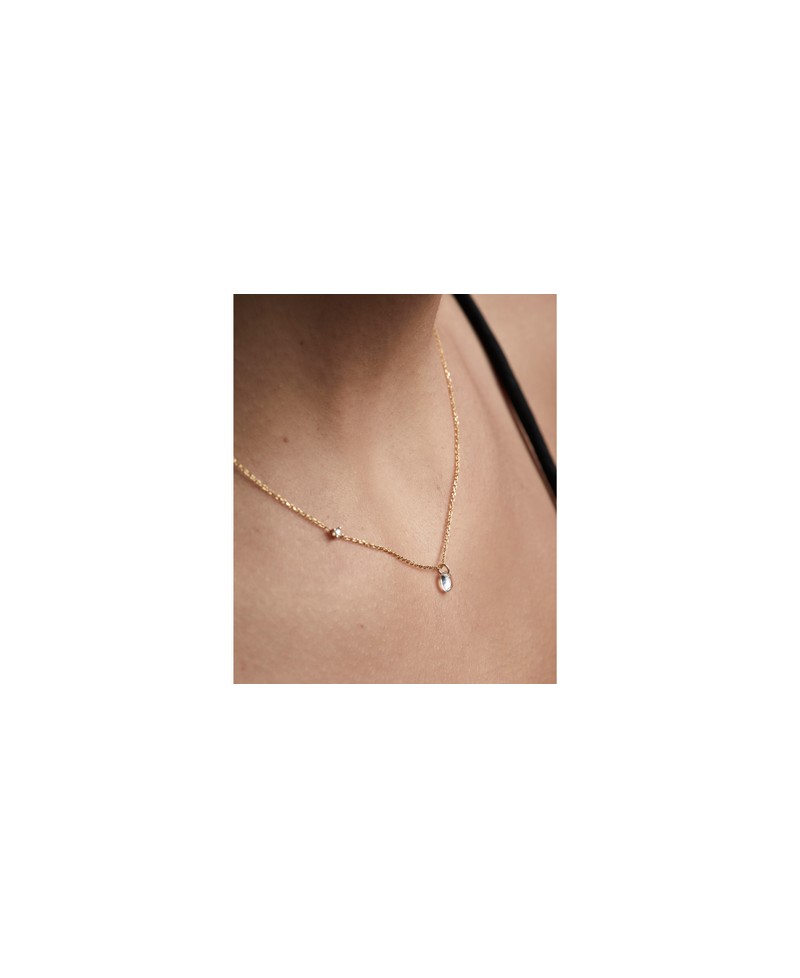 Cadena collar con topacio y brillante 0.030 | Joyería Gimeno | Tu joyería de confianza en Valencia