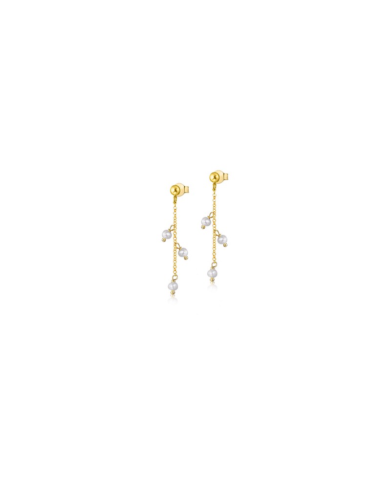 Pendiente largo con perlas y cadena 4 cm | Joyería Gimeno | Tu joyería de confianza en Valencia