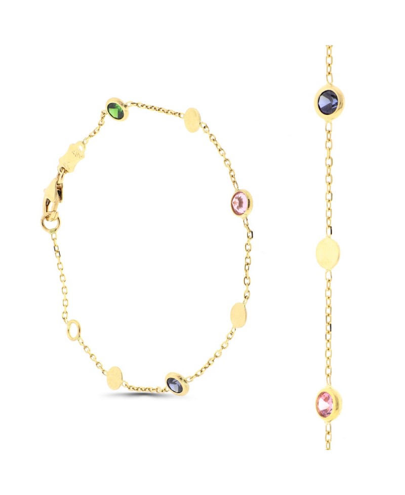 Pulsera de piedras de colores y chapas | Joyería Gimeno | Tu joyería de confianza en Valencia
