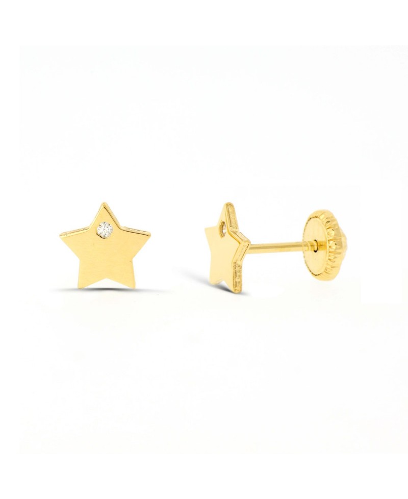 Pendientes estrella con circonita de 6x5 mm | Joyería Gimeno | Tu joyería de confianza en Valencia