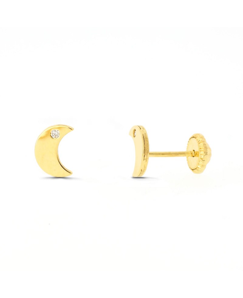 Pendientes de luna en oro 6x5 mm | Joyería Gimeno | Tu joyería de confianza en Valencia