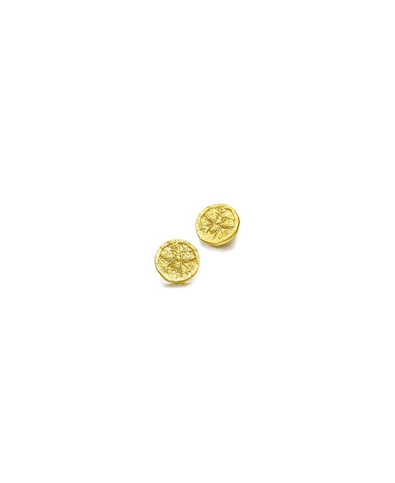 PENDIENTE MONEDA SELLO ABEJA PLATA/ORO | Joyería Gimeno | Tu joyería de confianza en Valencia