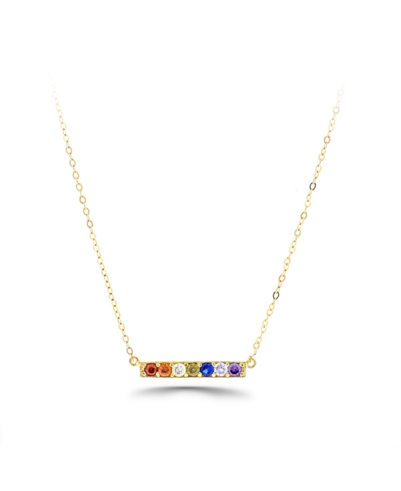 Collar de oro piedras multicolor | Joyería Gimeno | Tu joyería de confianza en Valencia