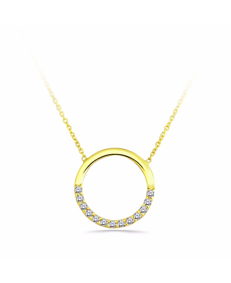 Gargantilla de oro, circulo con circonitas | Joyería Gimeno | Tu joyería de confianza en Valencia