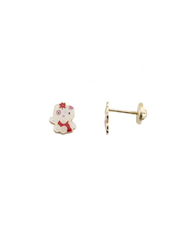 Pendientes gatito kity en oro | Joyería Gimeno | Tu joyería de confianza en Valencia