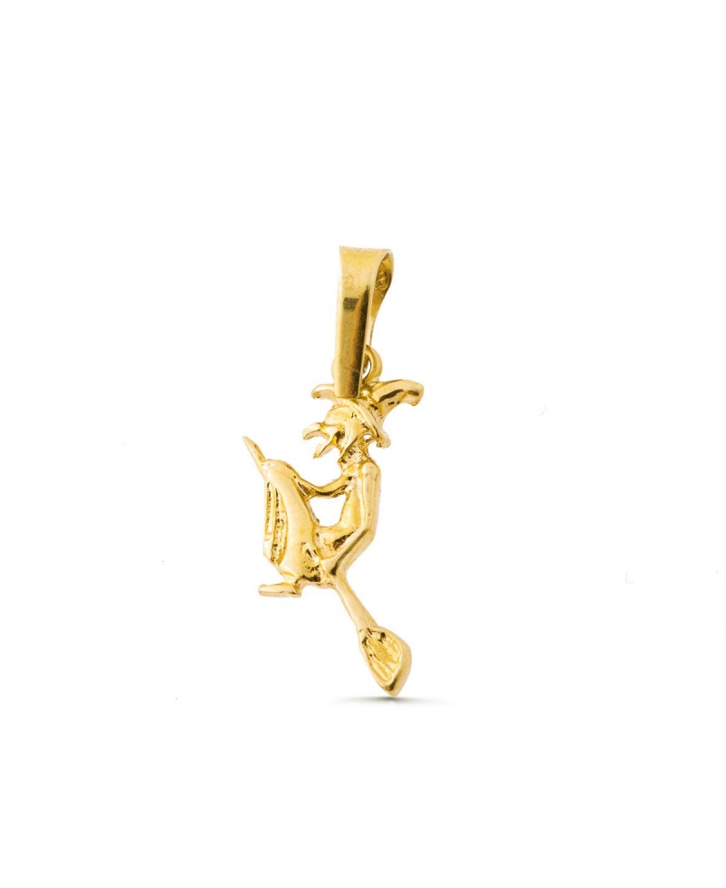 Colgante de oro bruja de la suerte 2cm | Joyería Gimeno | Tu joyería de confianza en Valencia