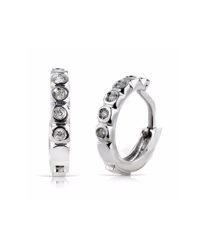 Pendiente de OB de aro con brillantes 0.15 klts | Joyería Gimeno | Tu joyería de confianza en Valencia