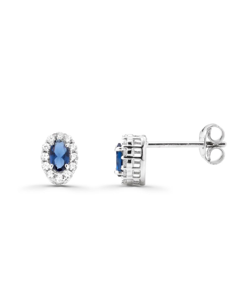 Pendientes de zafiro oval y cuajo 7x6 mm | Joyería Gimeno | Tu joyería de confianza en Valencia