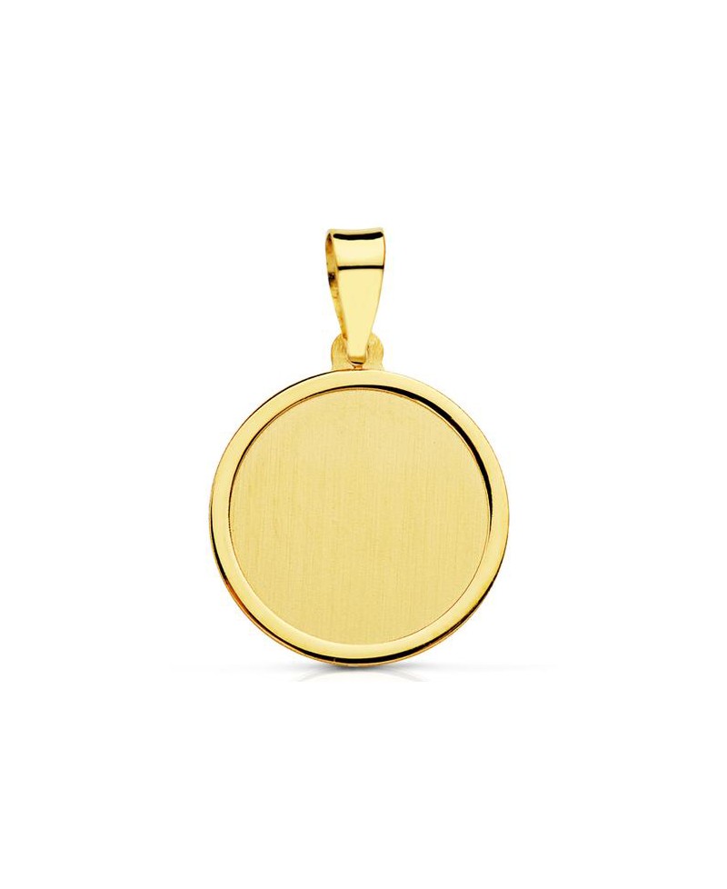 Medalla tipo placa redonda de oro 18mm | Joyería Gimeno | Tu joyería de confianza en Valencia