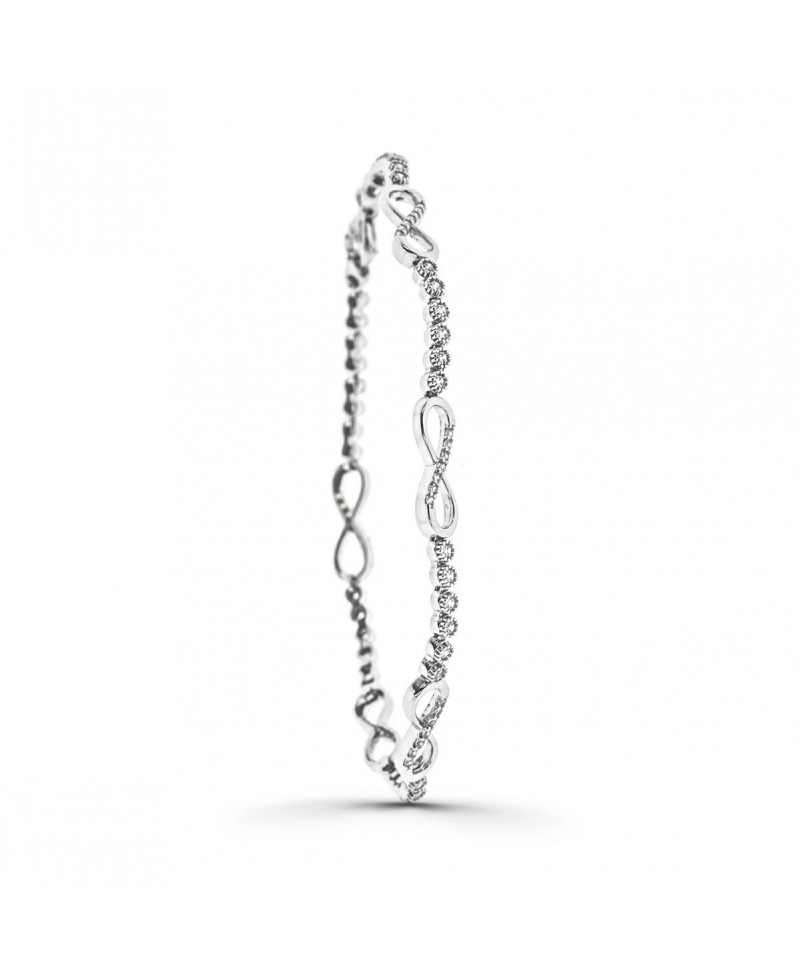 Pulsera de oro blanco infinitos, semirigida 19 cm | Joyería Gimeno | Tu joyería de confianza en Valencia