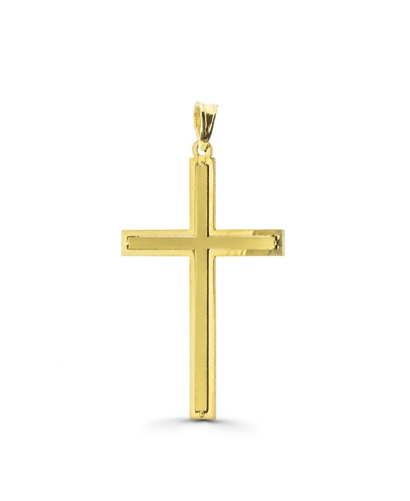 Cruz de oro lisa doble altura 30 x 18 mm | Joyería Gimeno | Tu joyería de confianza en Valencia