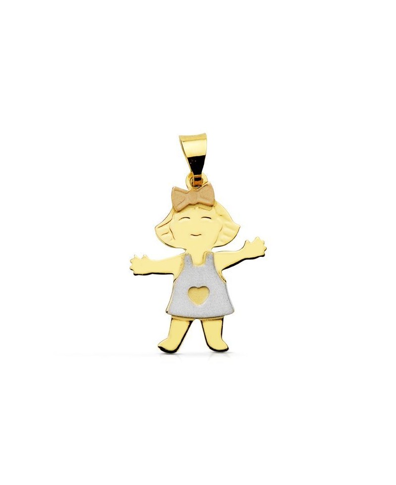 Colgante de niña en bicolor de oro | Joyería Gimeno | Tu joyería de confianza en Valencia