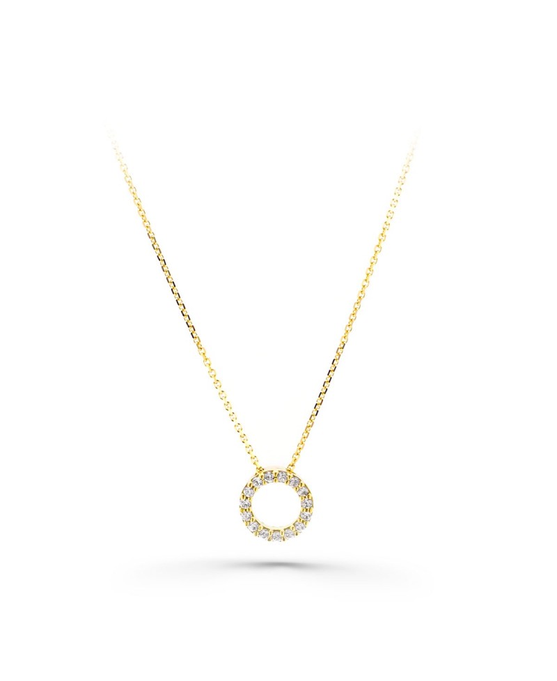 Colgante con cadena de oro, circulo circonitas 7mm - Collares Gimeno | Tu joyería de confianza en - Gran catalogo de joyas online