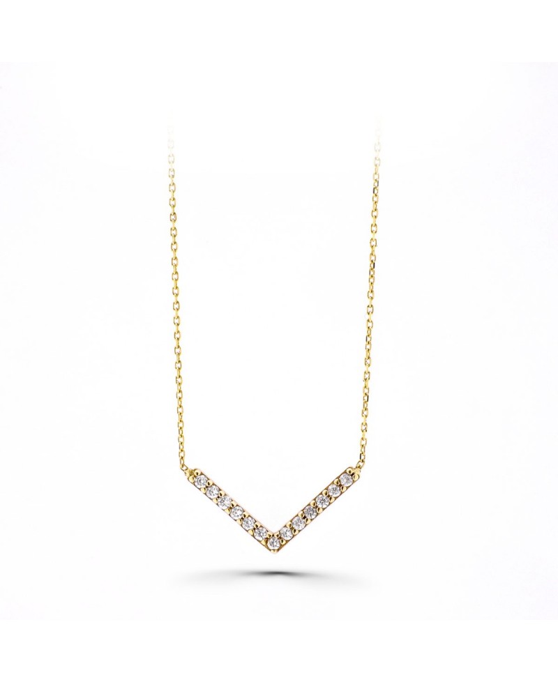 Collar de oro con colgante de circonitas en pico | Joyería Gimeno | Tu joyería de confianza en Valencia
