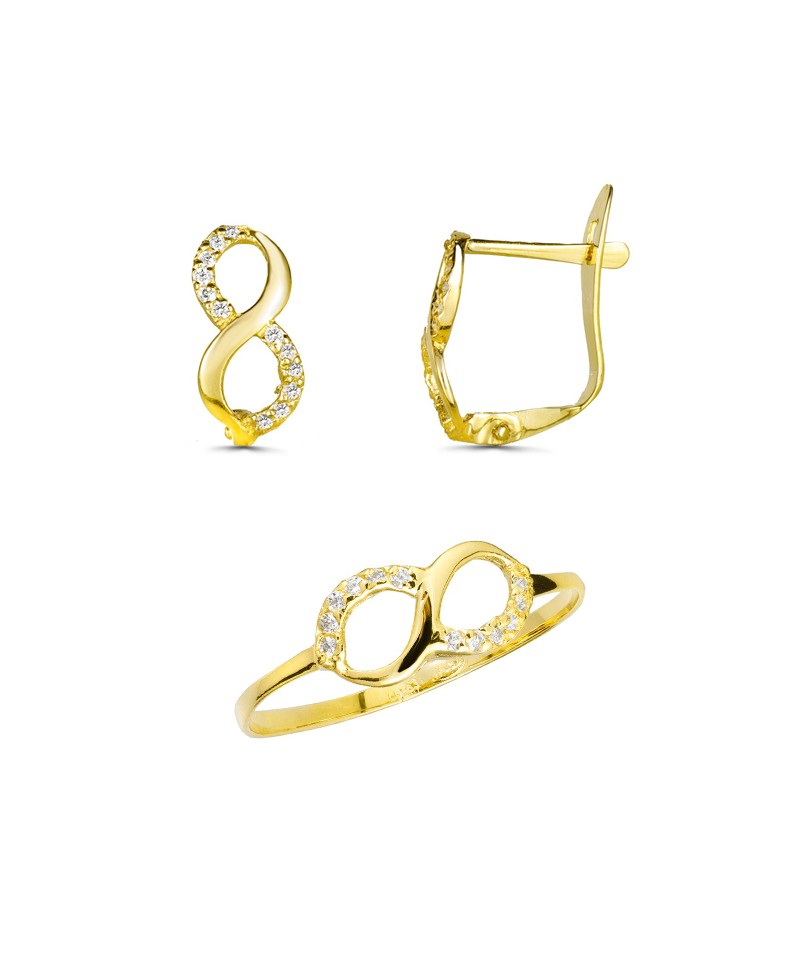 Conjunto de comunión infinito de oro con piedras | Joyería Gimeno | Tu joyería de confianza en Valencia