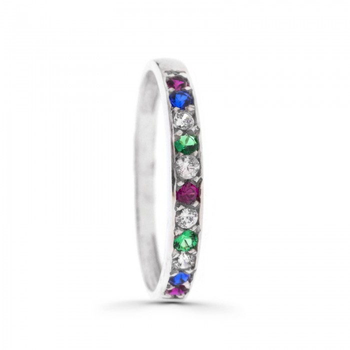 Sortija de oro blanco multicolor | Joyería Gimeno | Tu joyería de confianza en Valencia