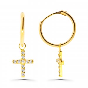 Pendientes de aro con cruz...