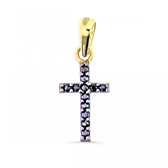 Cruz reversible, negra y blanca en oro amarillo | Joyería Gimeno | Tu joyería de confianza en Valencia