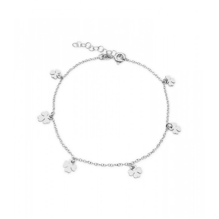 Pulsera tobillo trébol de la suerte, plata | Joyería Gimeno | Tu joyería de confianza en Valencia