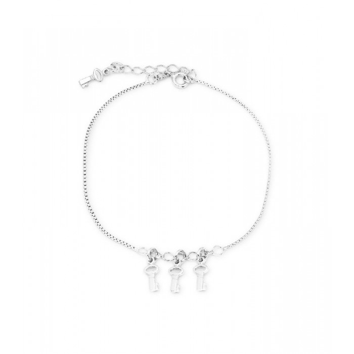 Pulsera de tobillo con tres llaves, en plata | Joyería Gimeno | Tu joyería de confianza en Valencia