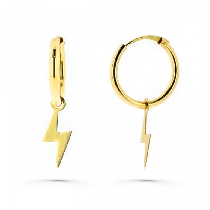Pendiente aro con rayo, 13 mm | Joyería Gimeno | Tu joyería de confianza en Valencia