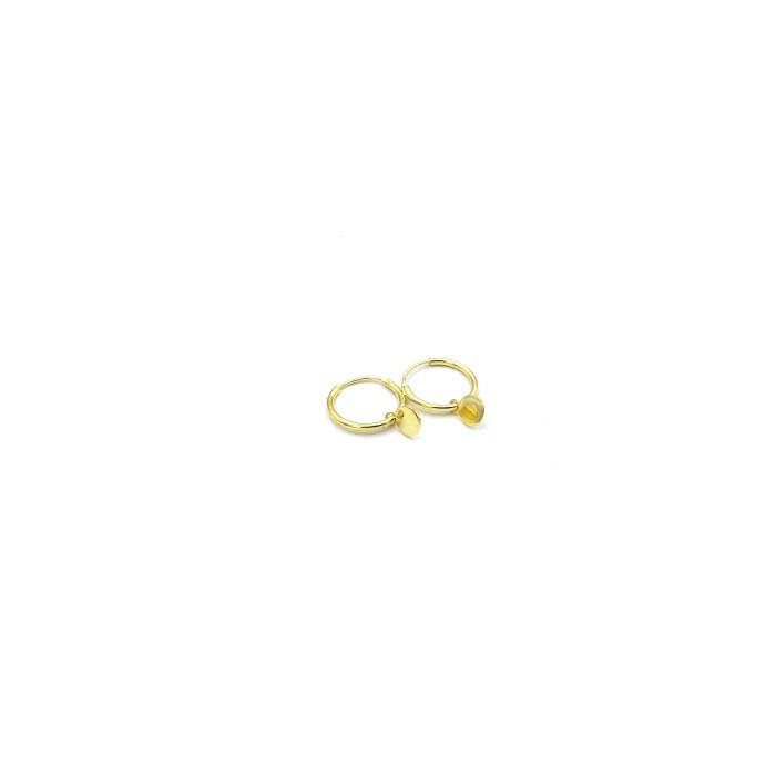 Pendiente de aro con chapa redonda, dorado o plata | Joyería Gimeno | Tu joyería de confianza en Valencia