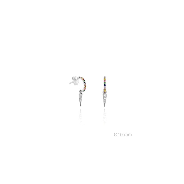 Aro con pincho ,circonitas de colores plata | Joyería Gimeno | Tu joyería de confianza en Valencia