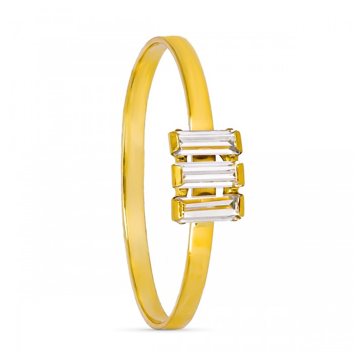 Anillo de oro con 3 circonios cuadrados | Joyería Gimeno | Tu joyería de confianza en Valencia