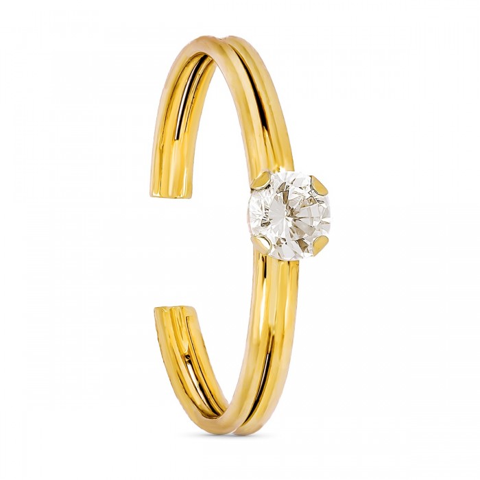 Anillo de oro abierto con circonita | Joyería Gimeno | Tu joyería de confianza en Valencia