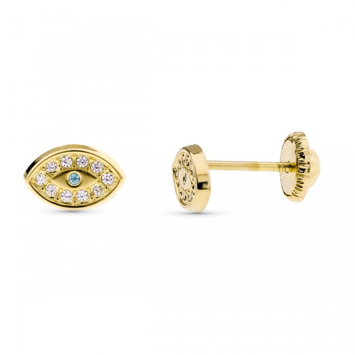 Pendiente de oro ojo turco, 7x5mm | Joyería Gimeno | Tu joyería de confianza en Valencia
