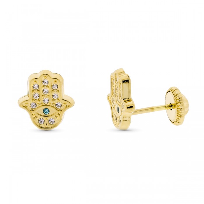 Pendiente mano de Fatima ,8 mm | Joyería Gimeno | Tu joyería de confianza en Valencia