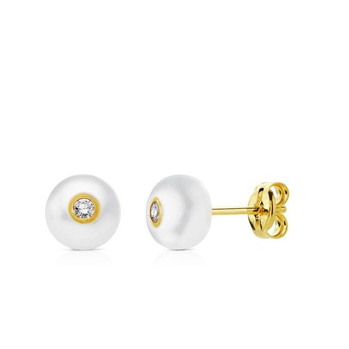 Pendiente de perla con circonitas 8mm | Joyería Gimeno | Tu joyería de confianza en Valencia
