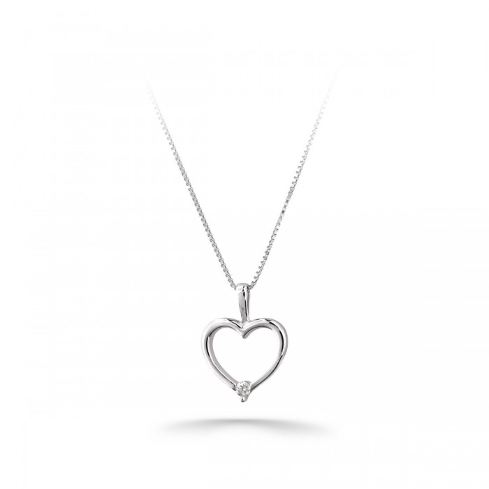 Colgante con cadena, Corazón con brillante | Joyería Gimeno | Tu joyería de confianza en Valencia
