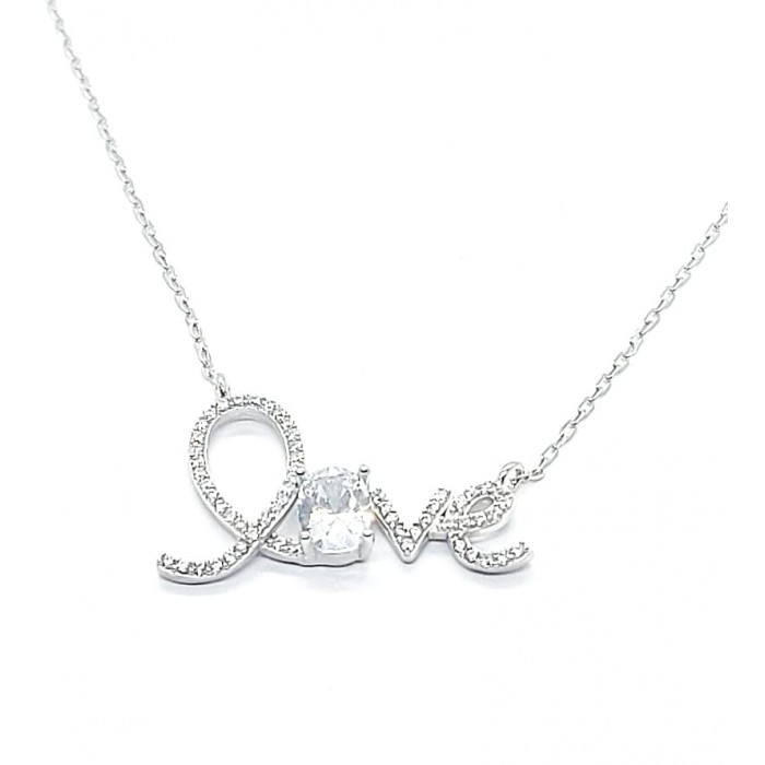 Collar de plata LOVE en piedras | Joyería Gimeno | Tu joyería de confianza en Valencia