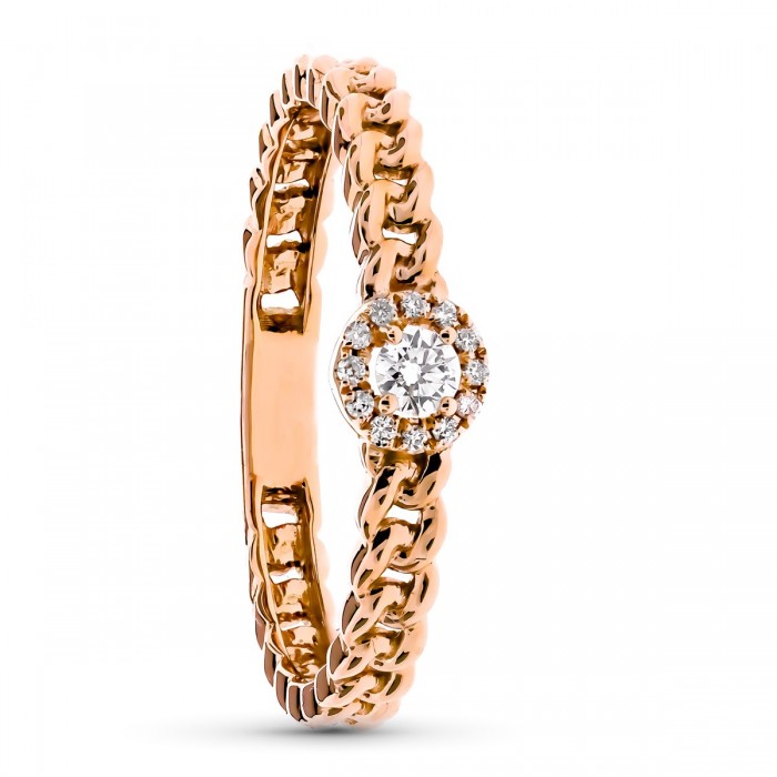 Anillo oro rosa y brilante | Joyería Gimeno | Tu joyería de confianza en Valencia