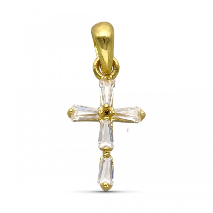 Cruz de circonitas moderna, 12x8 mm | Joyería Gimeno | Tu joyería de confianza en Valencia