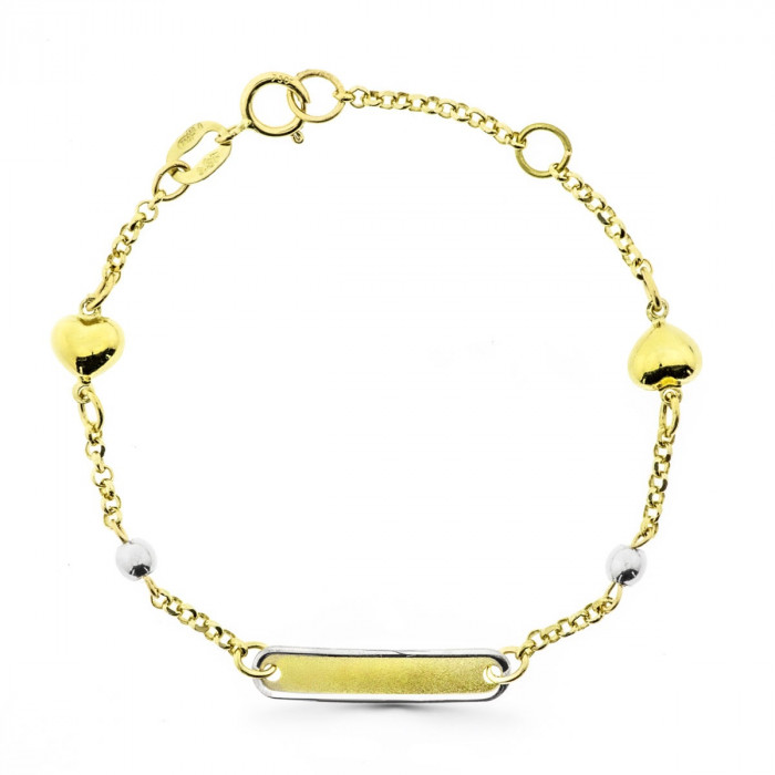 Pulsera de oro con corazones y bolas | Joyería Gimeno | Tu joyería de confianza en Valencia