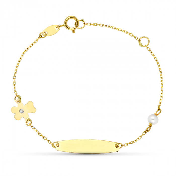 Pulsera de bebe con oso y perla | Joyería Gimeno | Tu joyería de confianza en Valencia