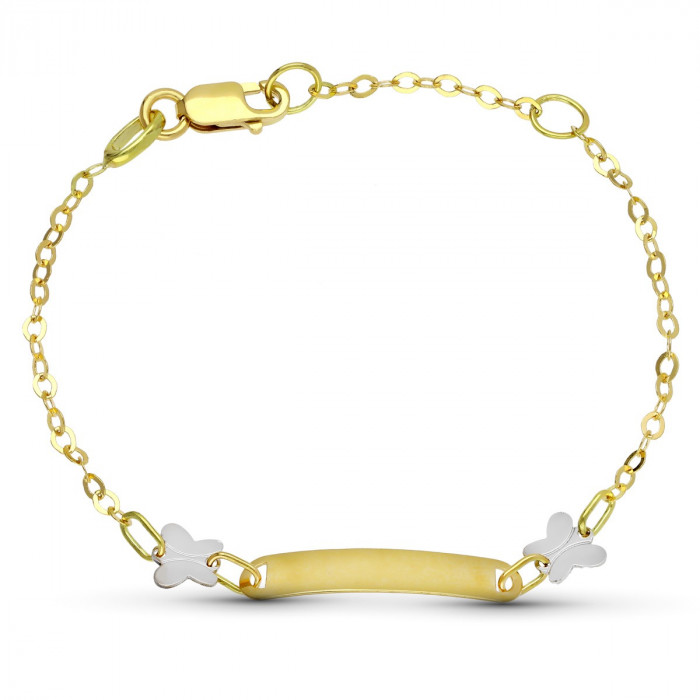Pulsera de bebe con mariposa en oro blanco y perla | Joyería Gimeno | Tu joyería de confianza en Valencia