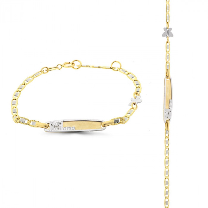 Pulsera ME LLAMO, con mariposa en oro blanco | Joyería Gimeno | Tu joyería de confianza en Valencia