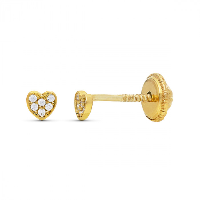 Pendiente bebe de 3mm, corazón circonitas | Joyería Gimeno | Tu joyería de confianza en Valencia