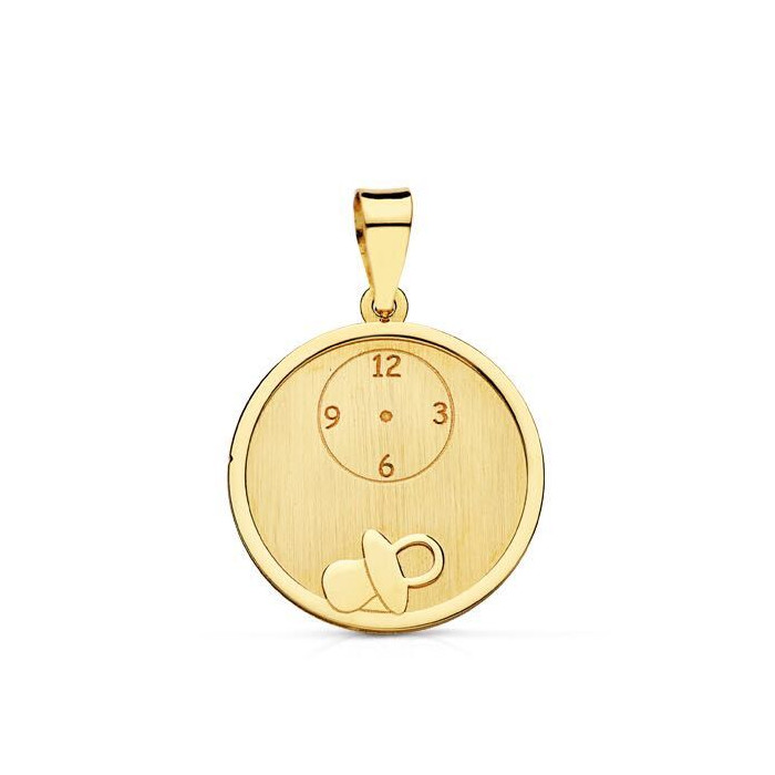 Medalla niña oro reloj, chupete 14mm | Joyería Gimeno | Tu joyería de confianza en Valencia