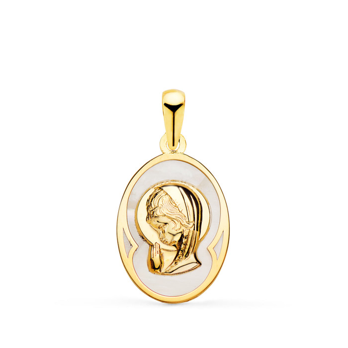 Virgen niña oro nácar - Colgante | Joyería Gimeno | Tu joyería de confianza en Valencia