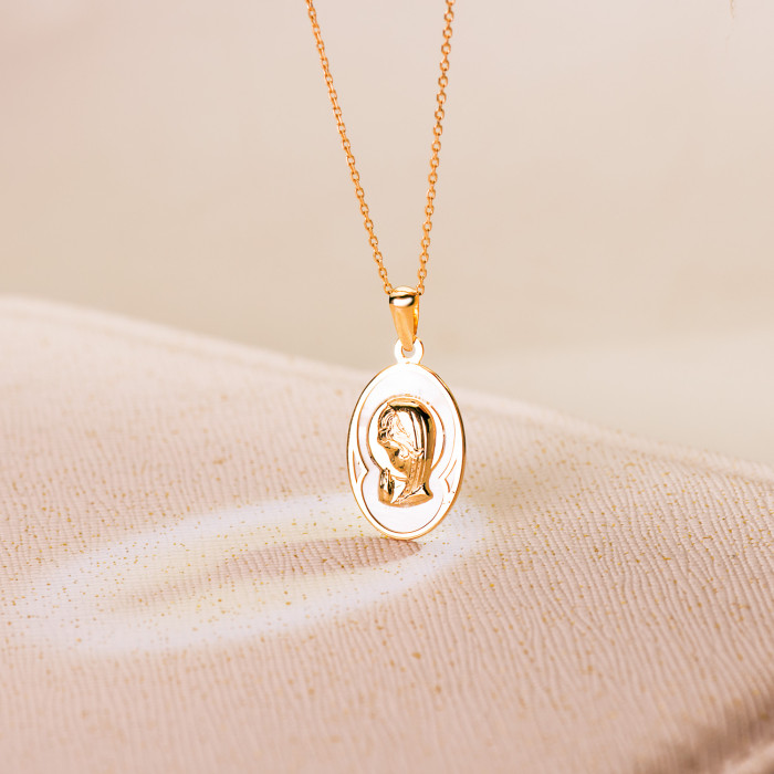 Virgen niña oro nácar - Colgante | Joyería Gimeno | Tu joyería de confianza en Valencia