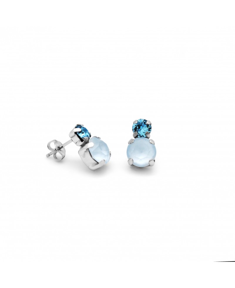 Pendiente mujer de plata dos piedras azul-combinado | Joyería Gimeno | Tu joyería de confianza en Valencia