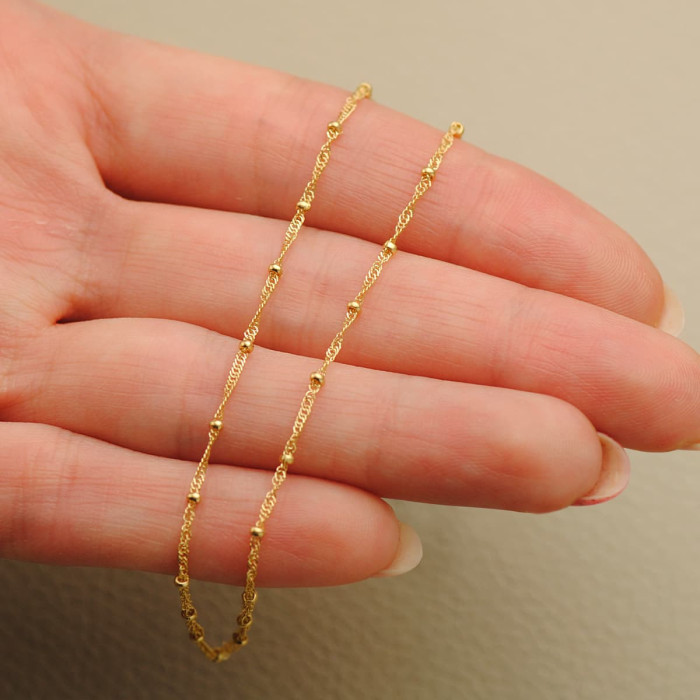 18k Cadena Maciza  Singapur Con Bolas Lisas. Largo 40 Cm Ancho 1.2 Mm | Joyería Gimeno | Tu joyería de confianza en Valencia