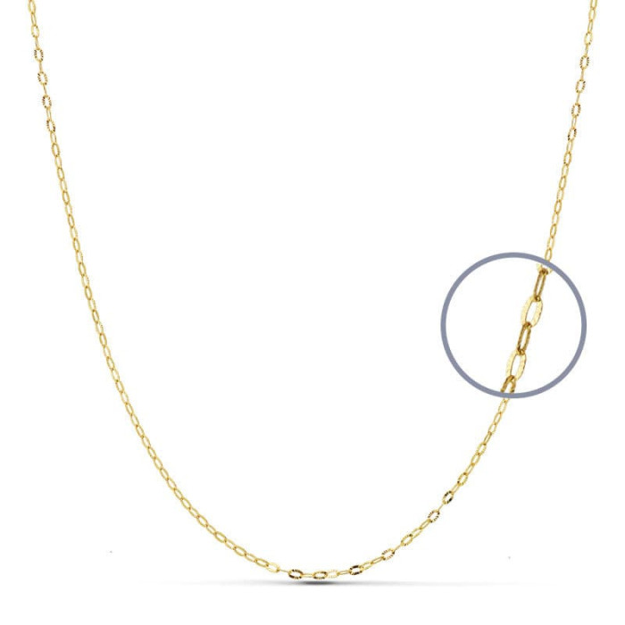 18k Cadena Oro Amarillo Eslabones Ovales Tallados. Ancho: 1mm Largo: 38 Cm | Joyería Gimeno | Tu joyería de confianza en Valencia